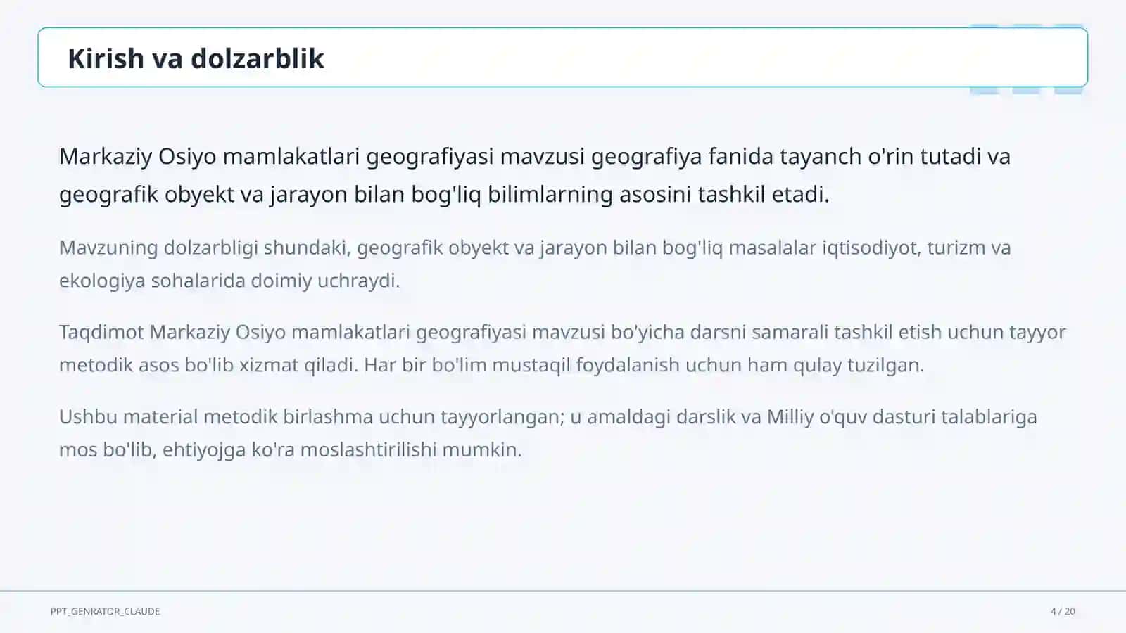 Markaziy Osiyo mamlakatlari geografiyasi (11-sinf) 4