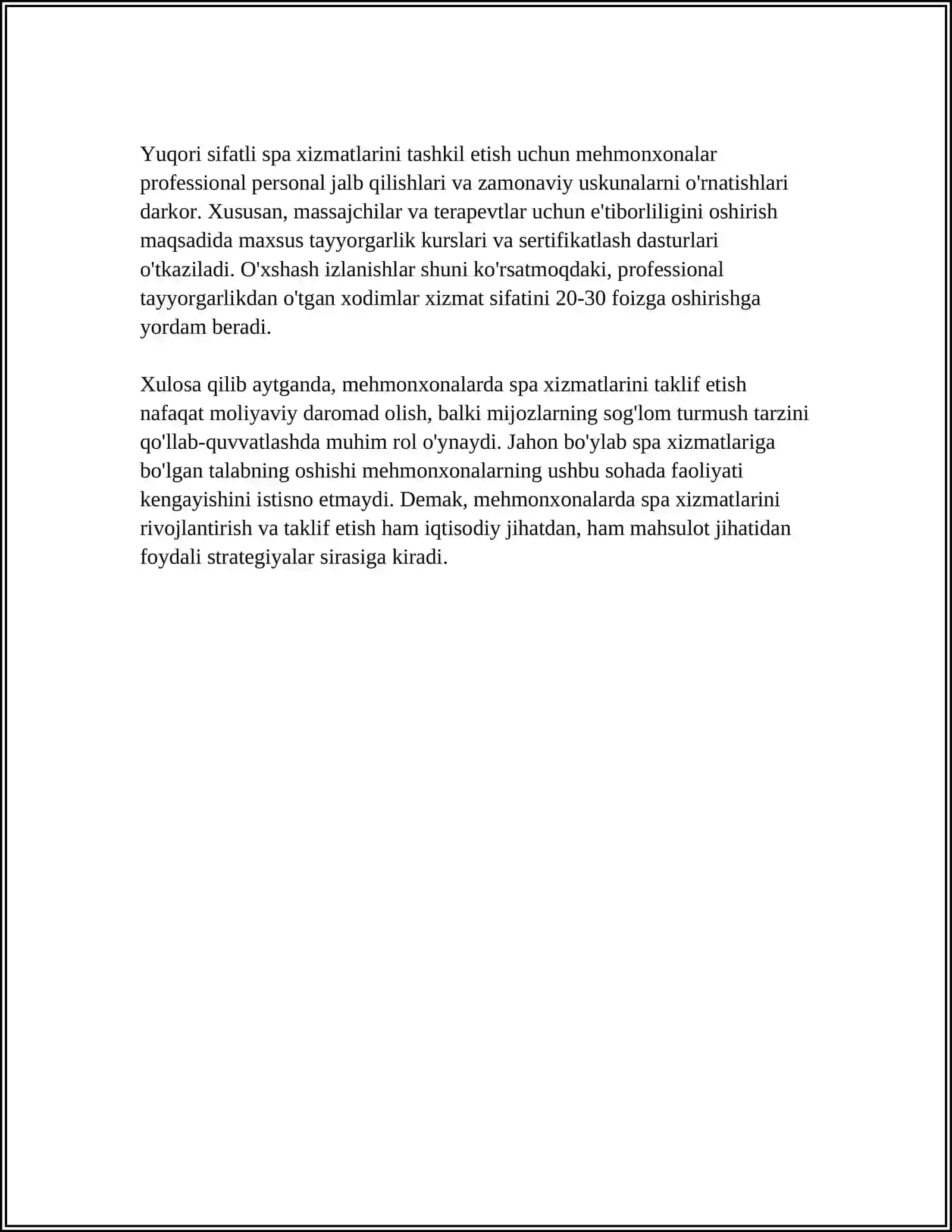 TURIZM KORXONALARIDA QOʻSHIMCHA XIZMATLAR TASHKIL ETISH 4