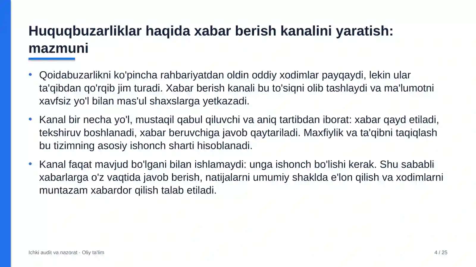 Ko'chmas mulk bozorida huquqbuzarliklar haqida xabar berish kanalini yaratish 4