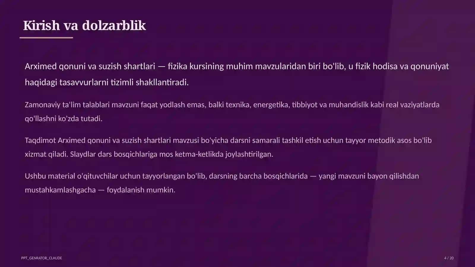 Arximed qonuni va suzish shartlari (7-sinf) 4
