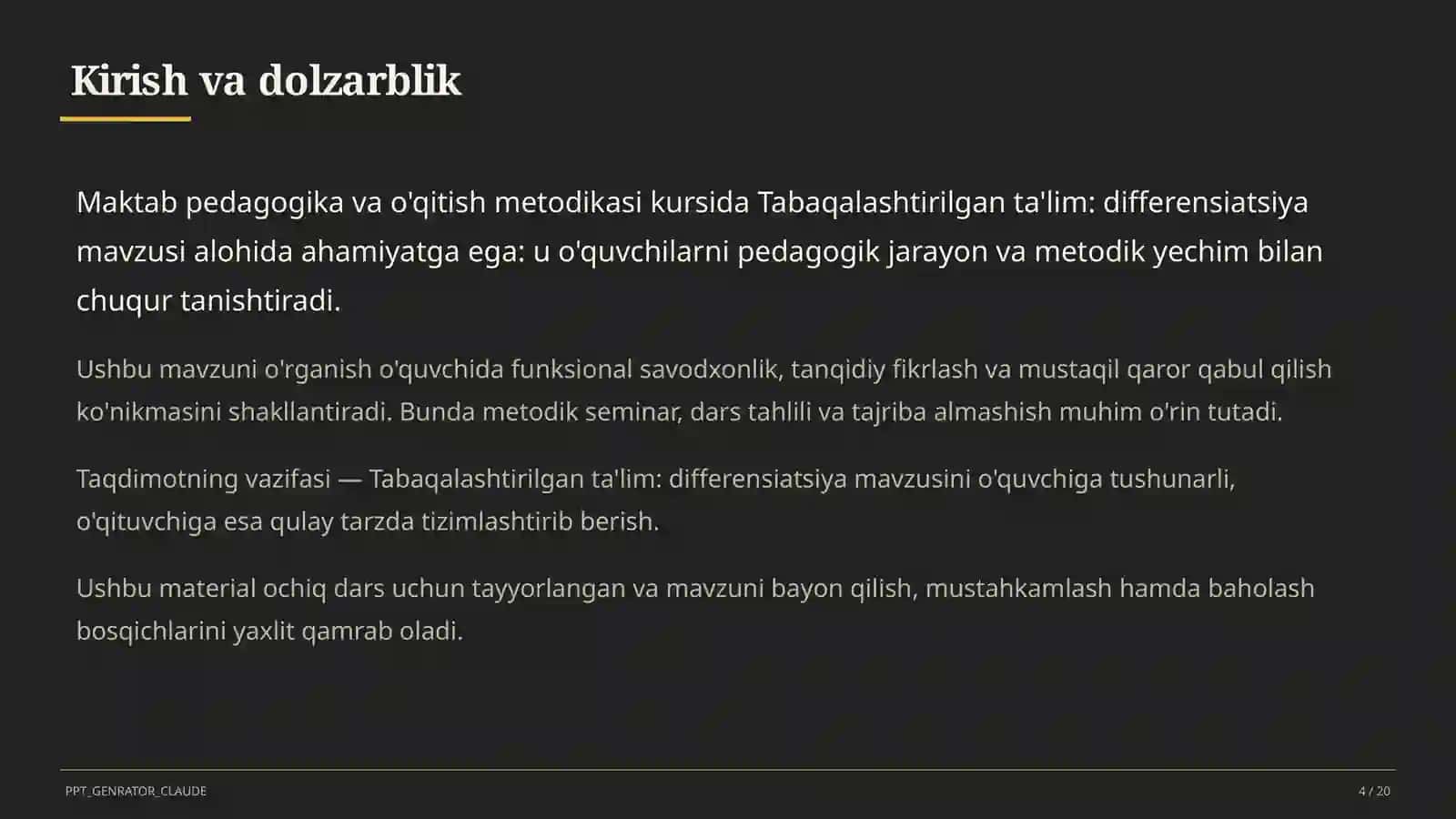 Tabaqalashtirilgan ta'lim: differensiatsiya 4