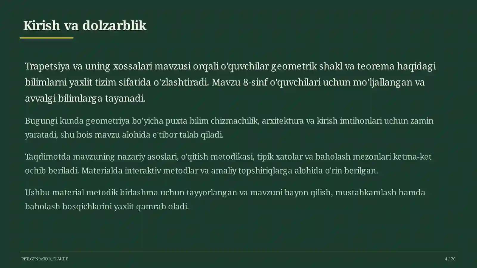 Trapetsiya va uning xossalari (8-sinf) 4