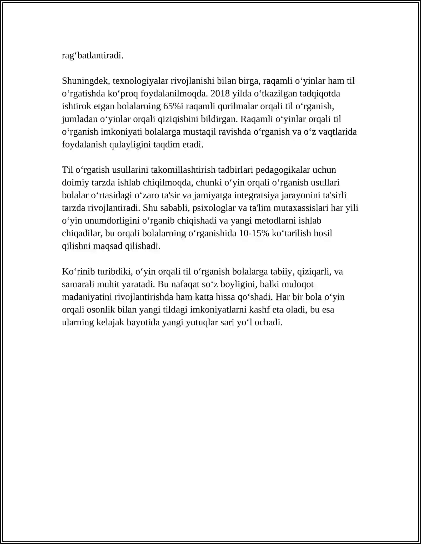 O‘YIN FAOLIYATINING BOLA RIVOJLANISHIDAGI AHAMIYATI 4