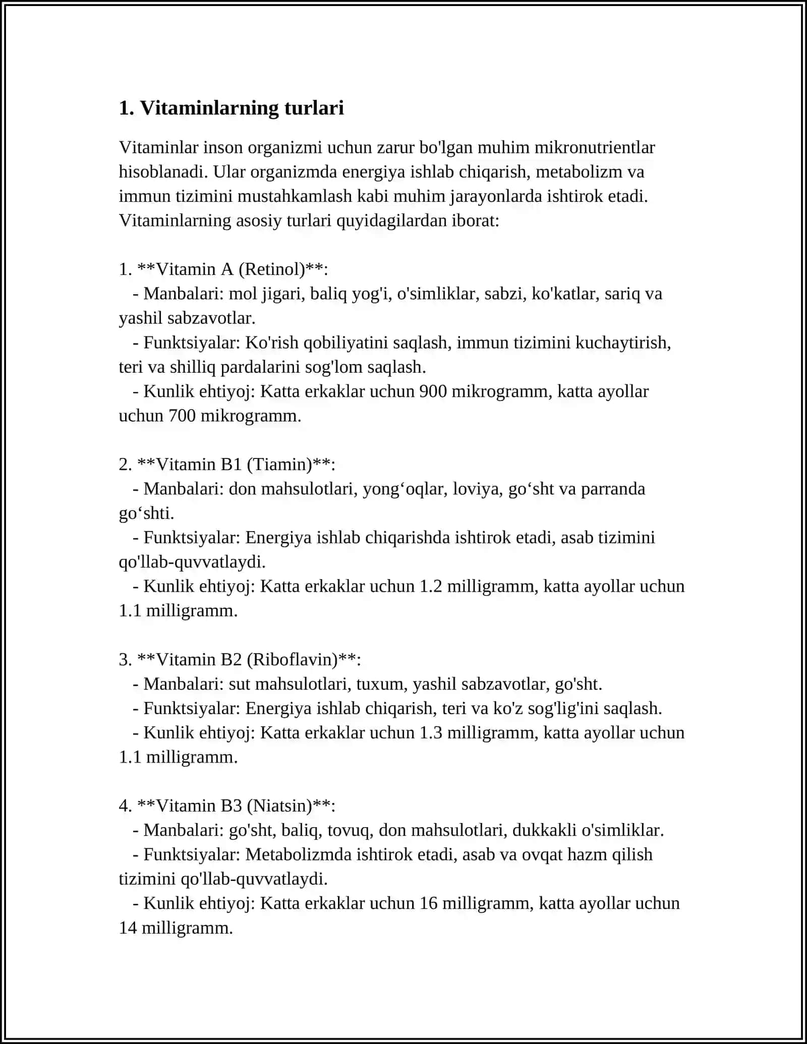 VITAMIN PERAPIRATLARI TASNIFI VA QOʻLLANILISHI 4