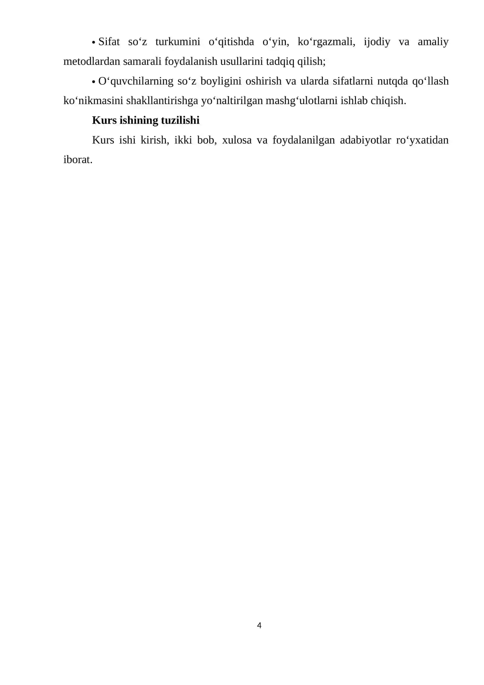 Ona tili oʻqish savodxonligi va uni oʻqitish metodikasi 4