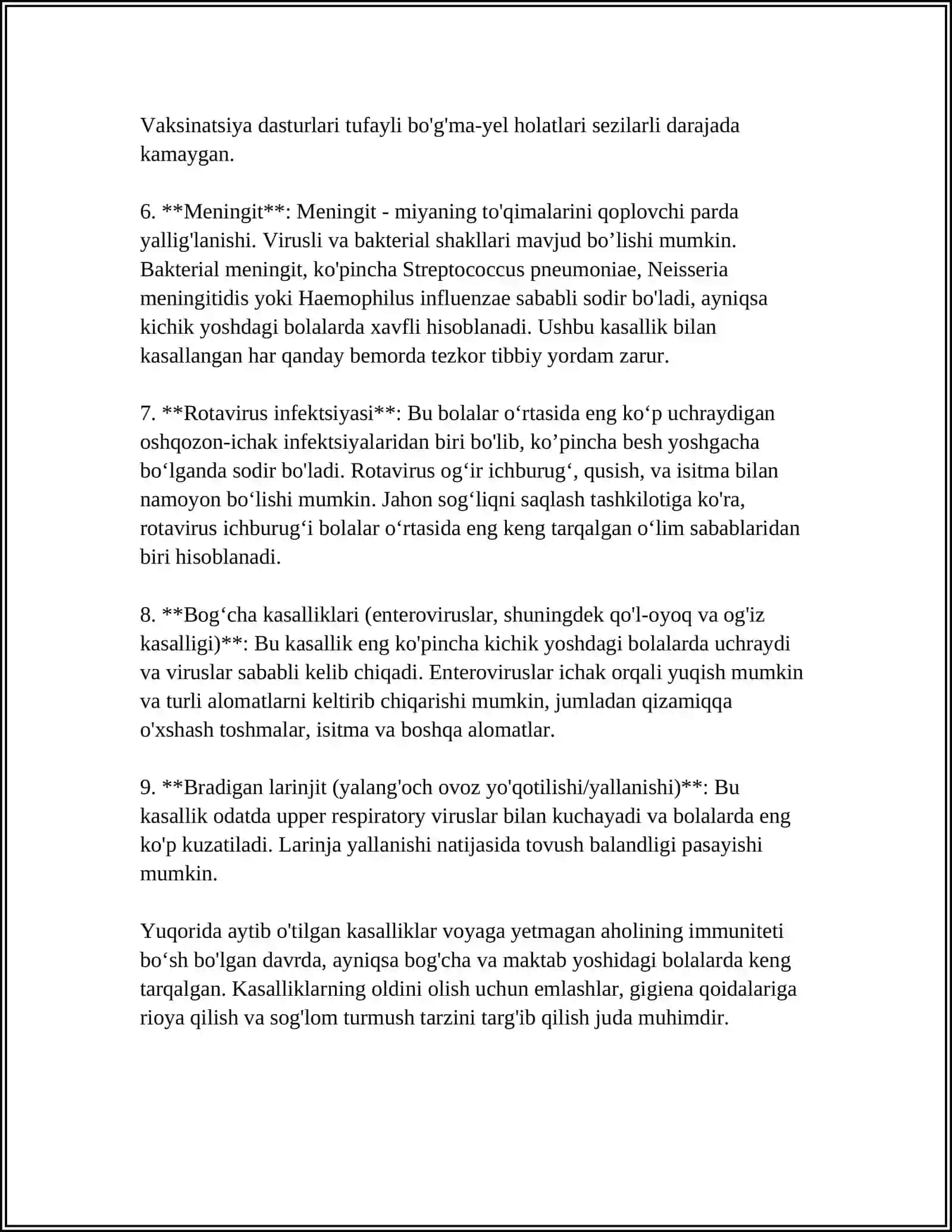 BOLALAR INFEKSIYASI.BOG'MA.SKARLATINA.QIZAMIQ.MENINGAKOKKLI INFEKSIYA. INSEFALIT.POLIEMILET.SALMANELLOZ.KOLI INFEKSIYASI 4