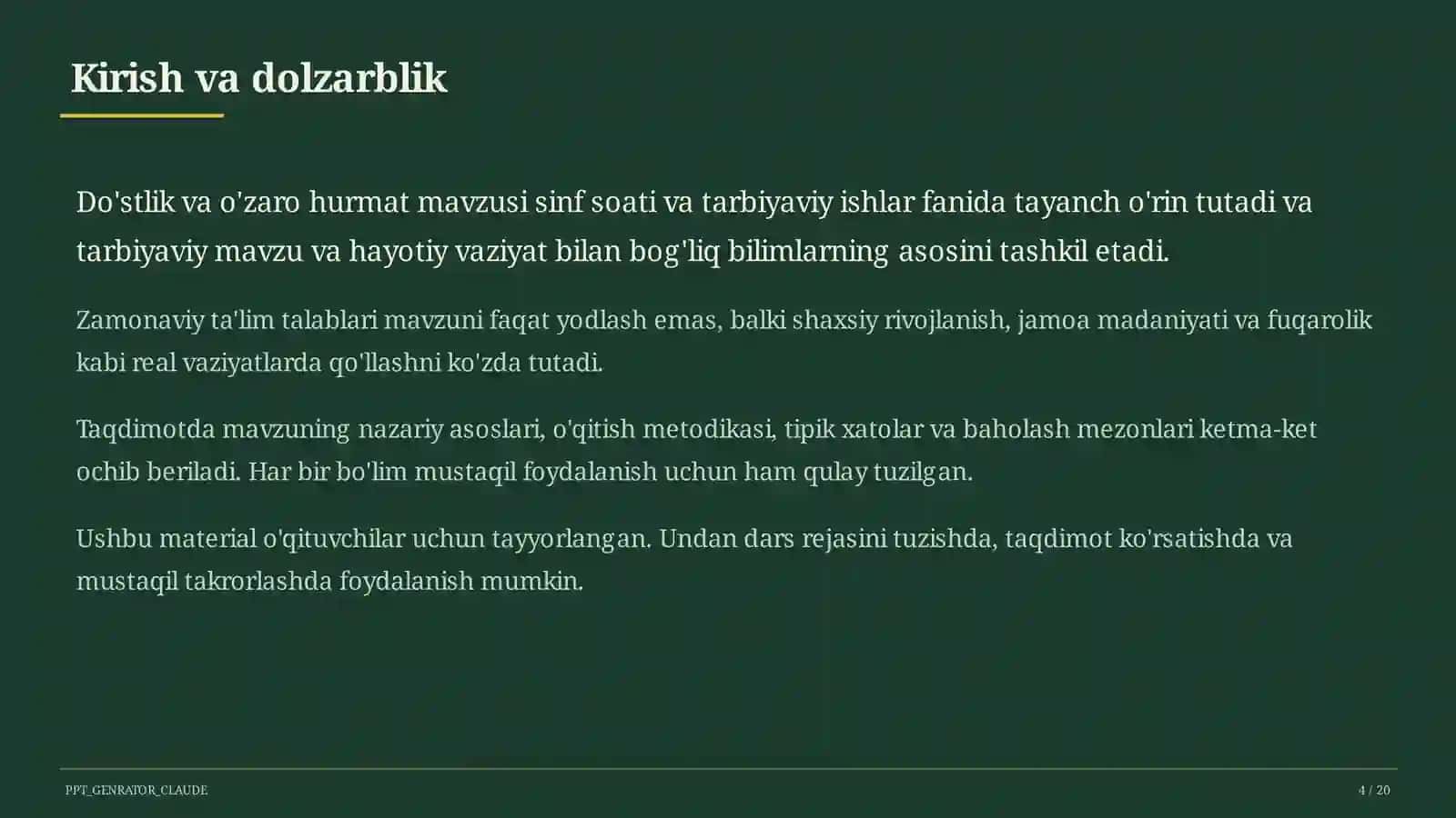 Do'stlik va o'zaro hurmat 4