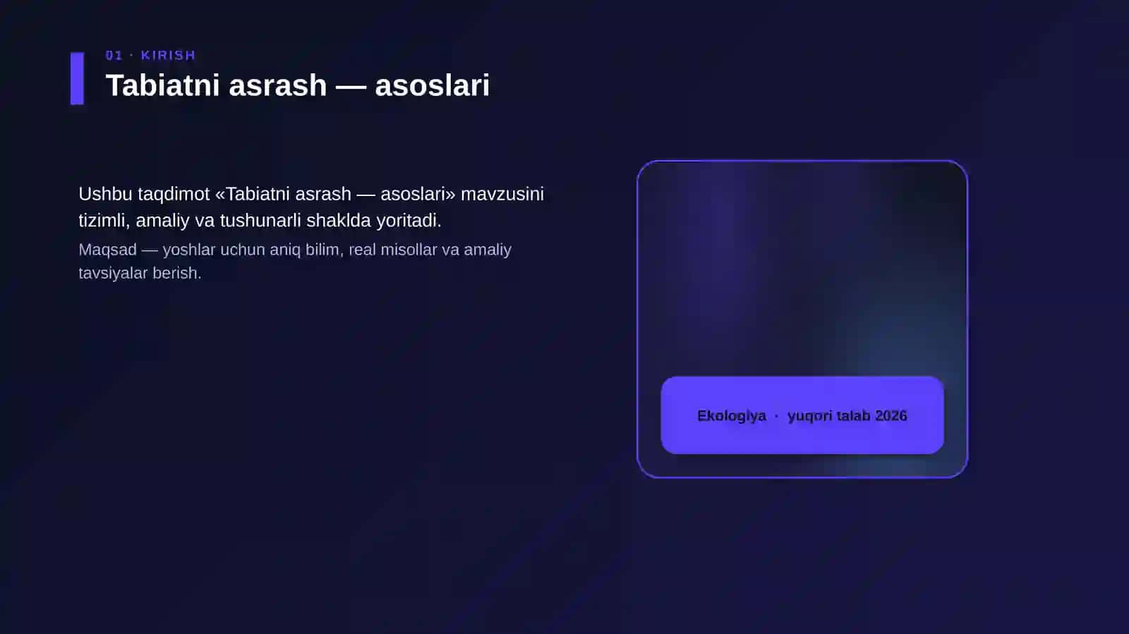 Tabiatni asrash — asoslari 4