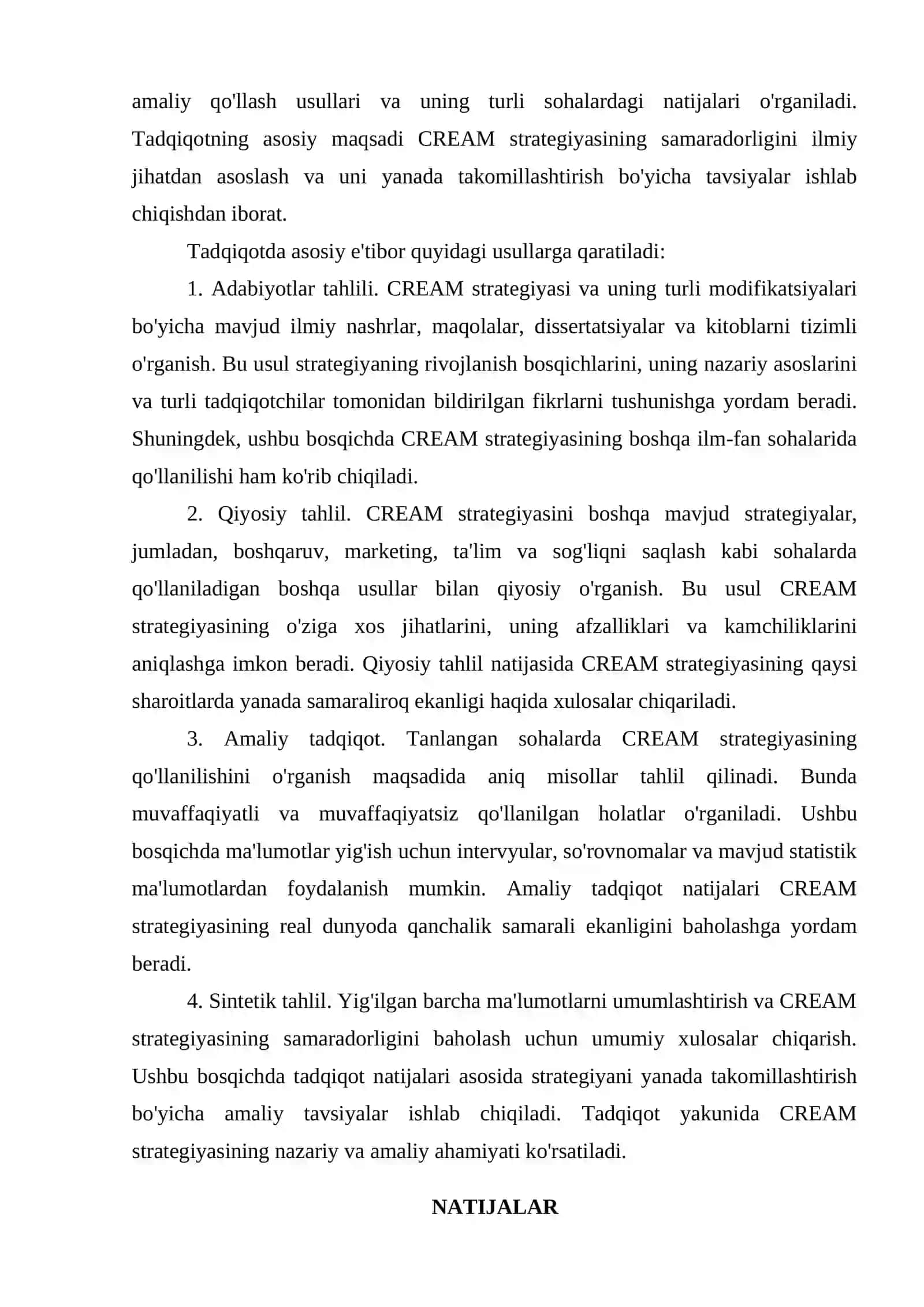 CREAM STRATEGIYASI VA UNDAN SAMARALI FOYDALANISH 4