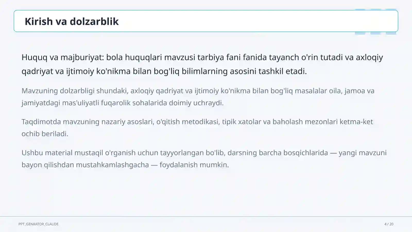 Huquq va majburiyat: bola huquqlari (8-sinf) 4