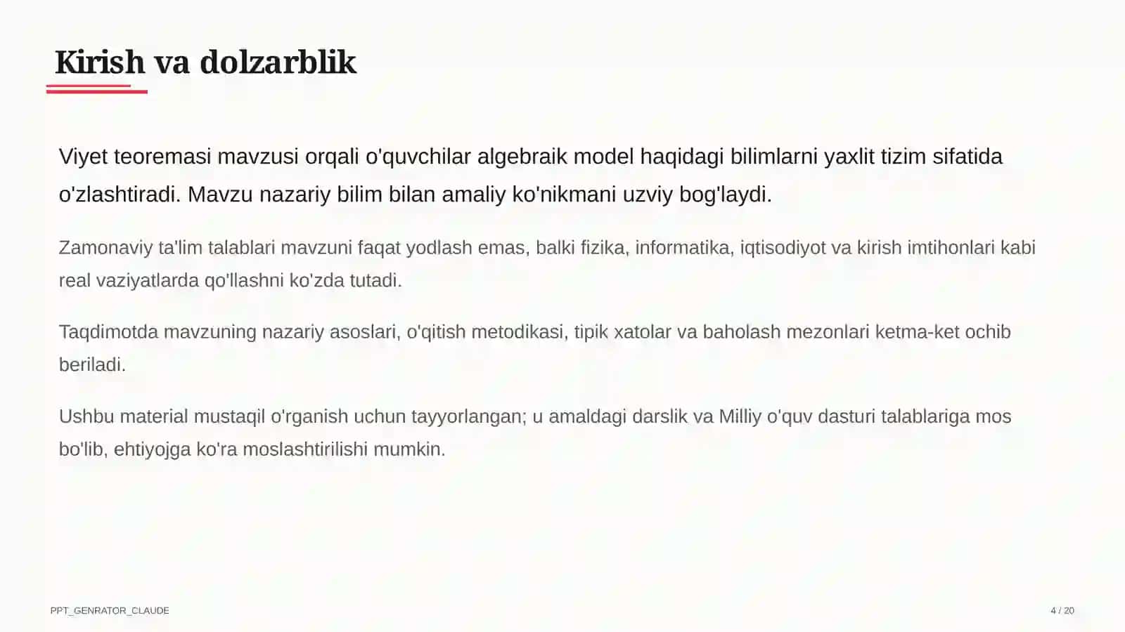 Viyet teoremasi (8-sinf) 4
