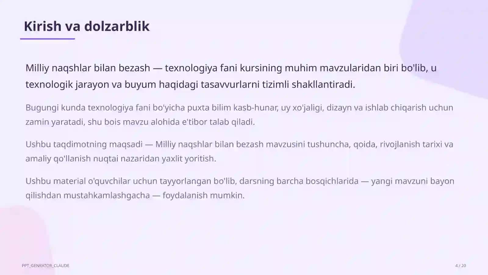 Milliy naqshlar bilan bezash (3-sinf) 4