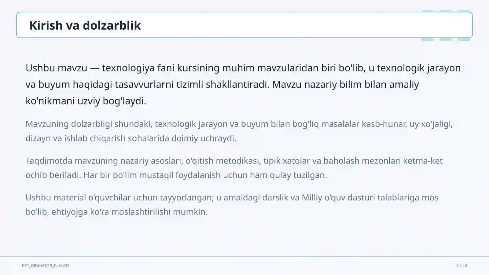 Ishlab chiqarish texnologiyalari va avtomatlashtirish (10-sinf) 4