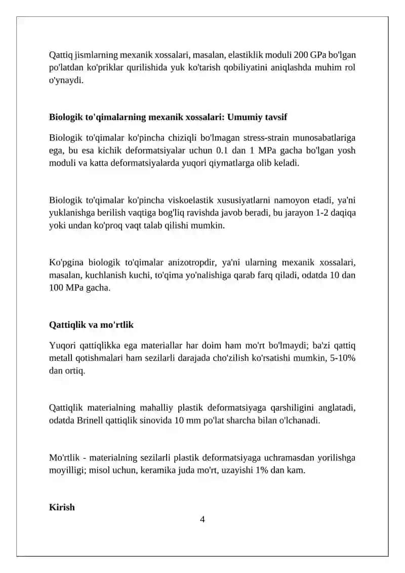 Qattiq jismlarning va biologik toqimalarning ularning mexanik xossalari 4