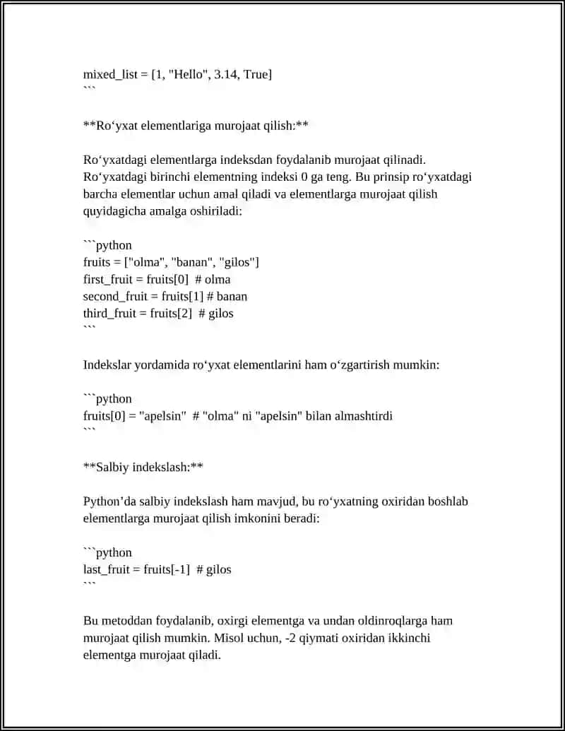 PYTHON DASTURLASH TILIDA TO’PLAMLAR (LIST, SET, TUPLE, DICTIONARY) BILAN ISHLASH 4