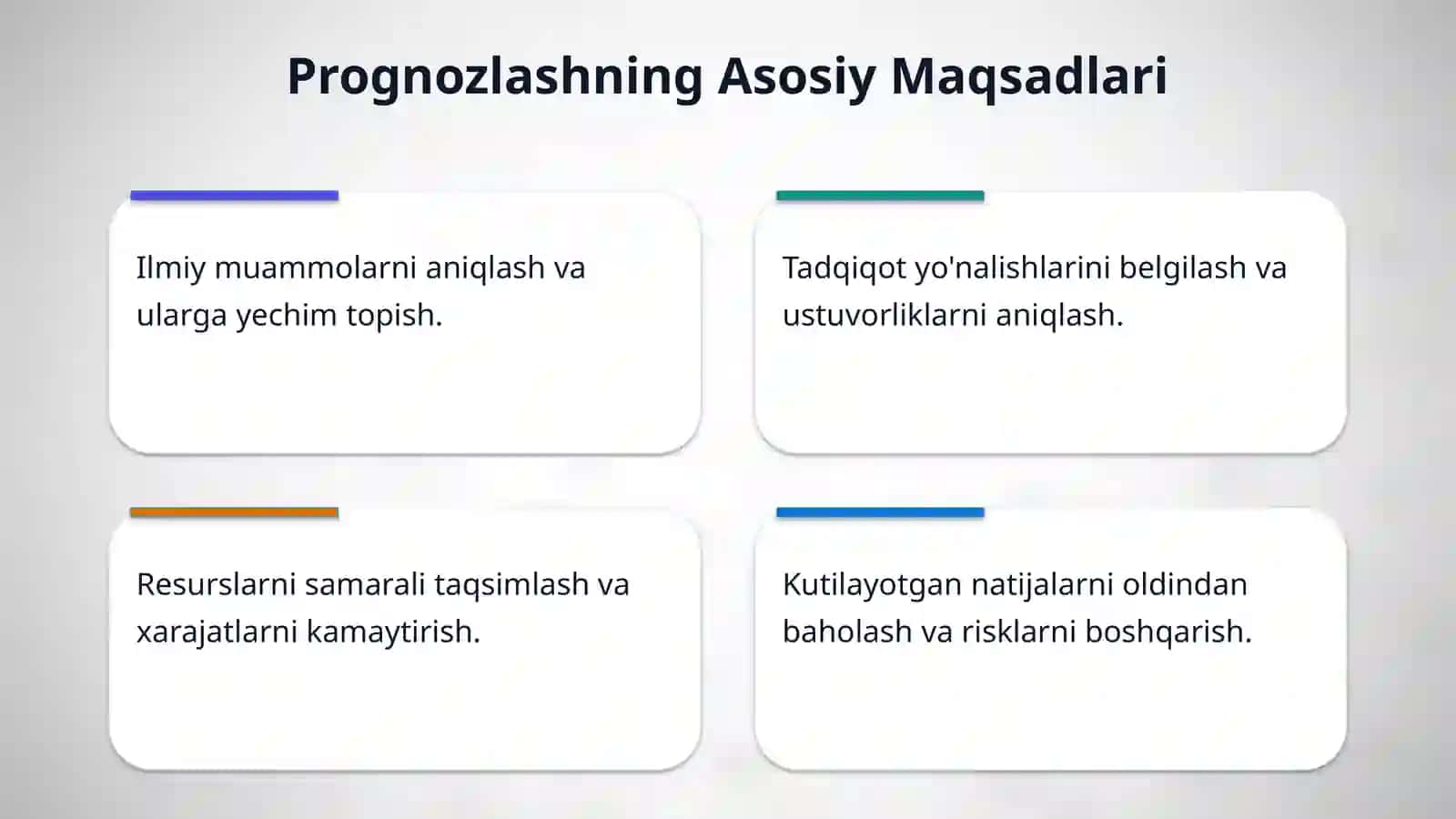 Ilmiy tadqiqotni prognozlashtirish maqsad va vazifalari 4