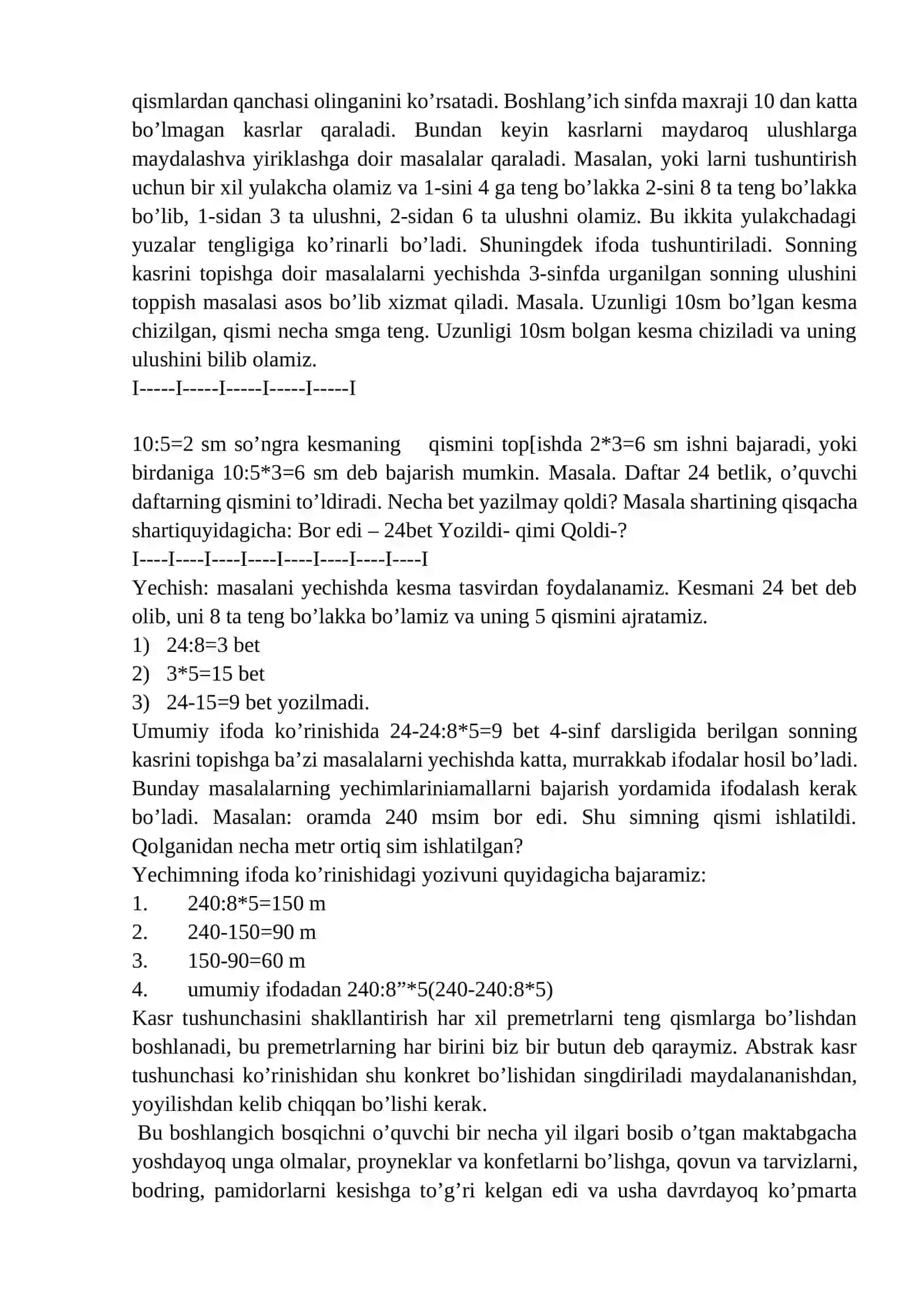 O’quvchilarni kasr tushunchasi bilan tanishtirish metodikasi 4