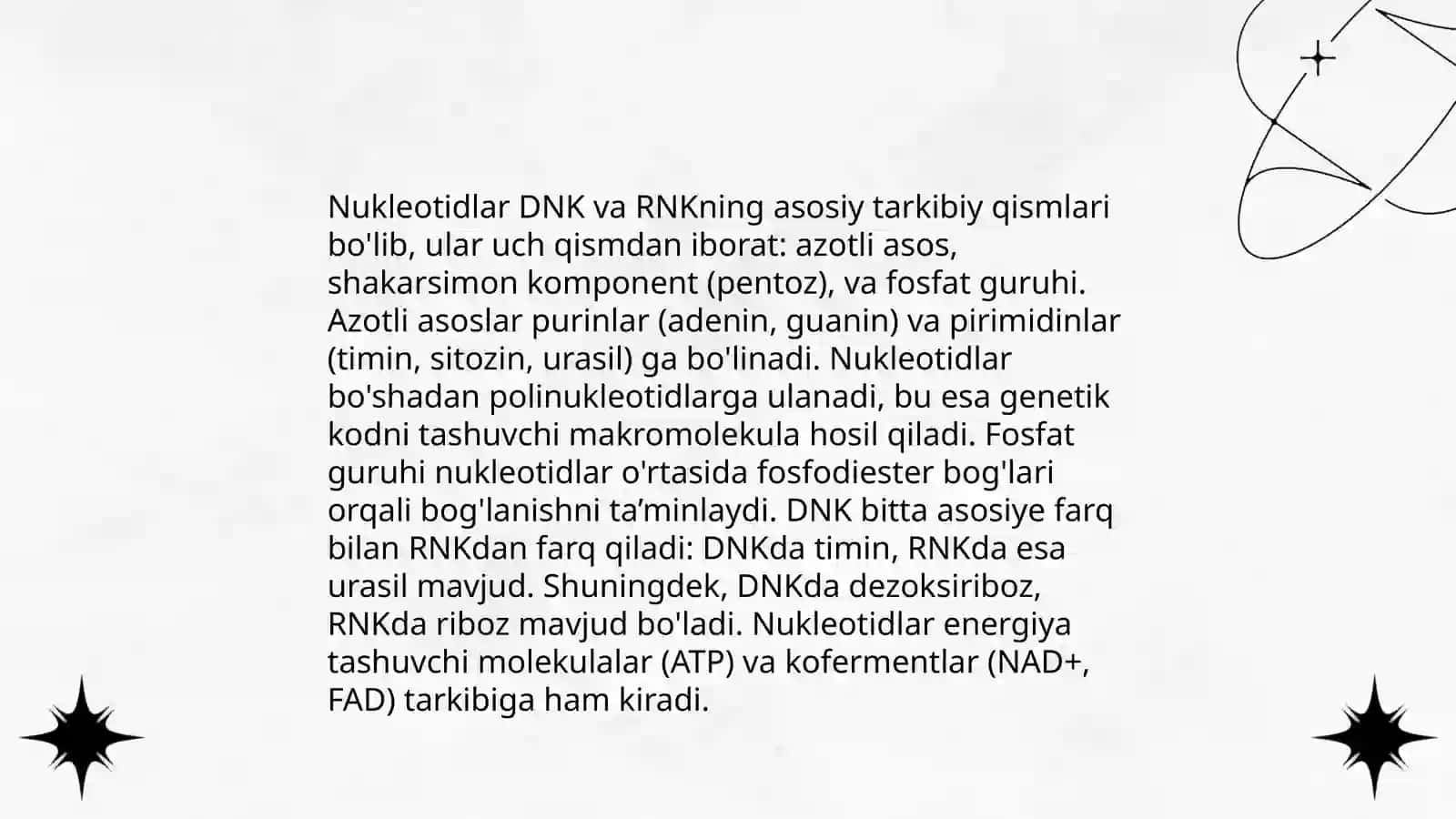 Molekulyar biologiya. Genlar ekspressiyasi:DNK strukturasi, replikatsiya, transkripsiya 4