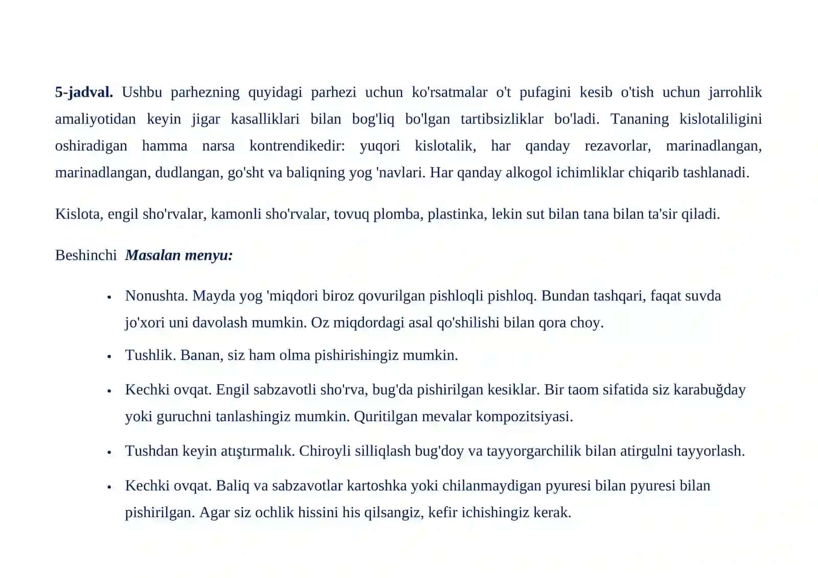1 - raqamli asosiy parhez 4