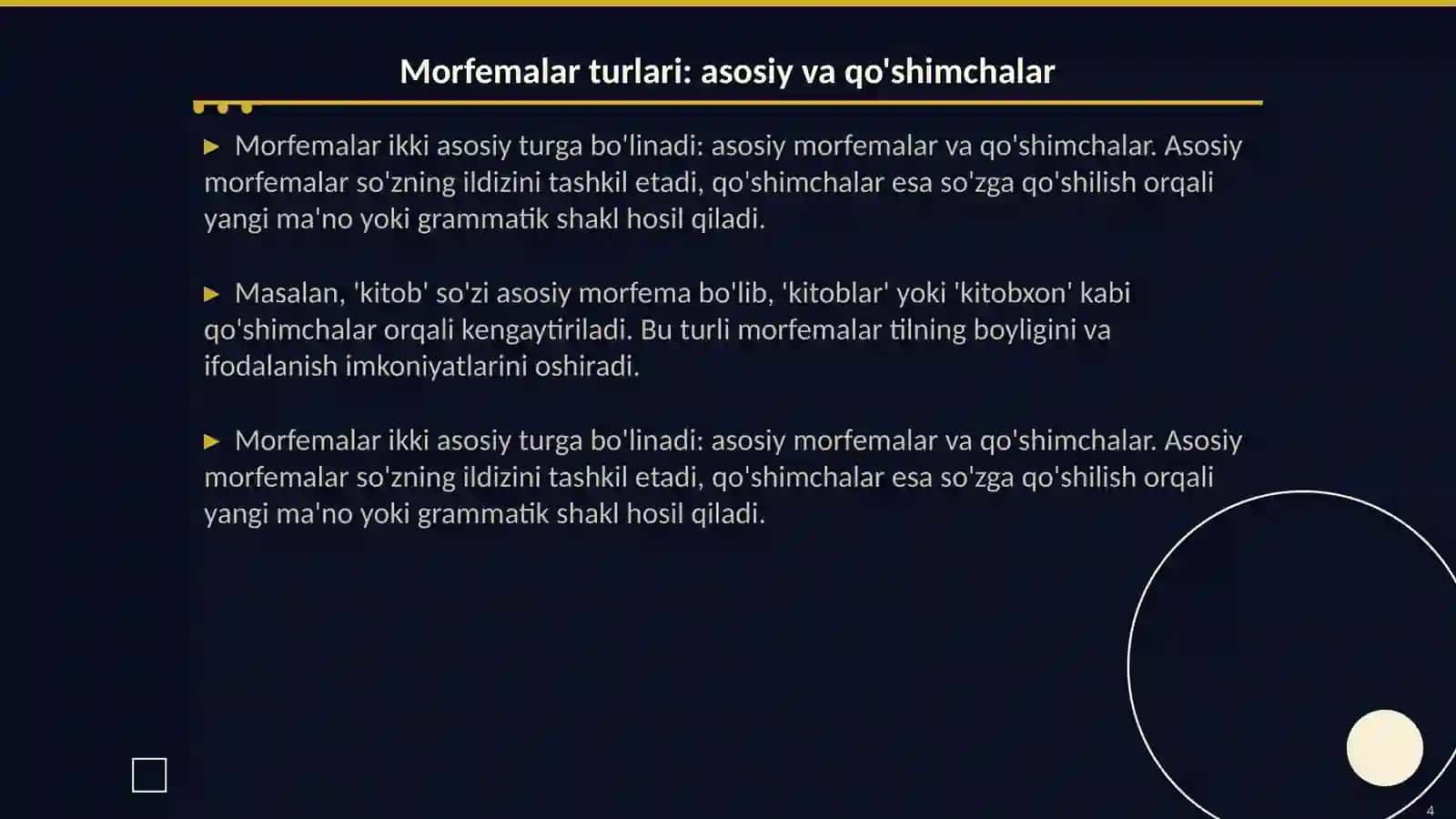 Morfema uning turlari lisoniy xususiyatlar va nutqiy voqealanish 4