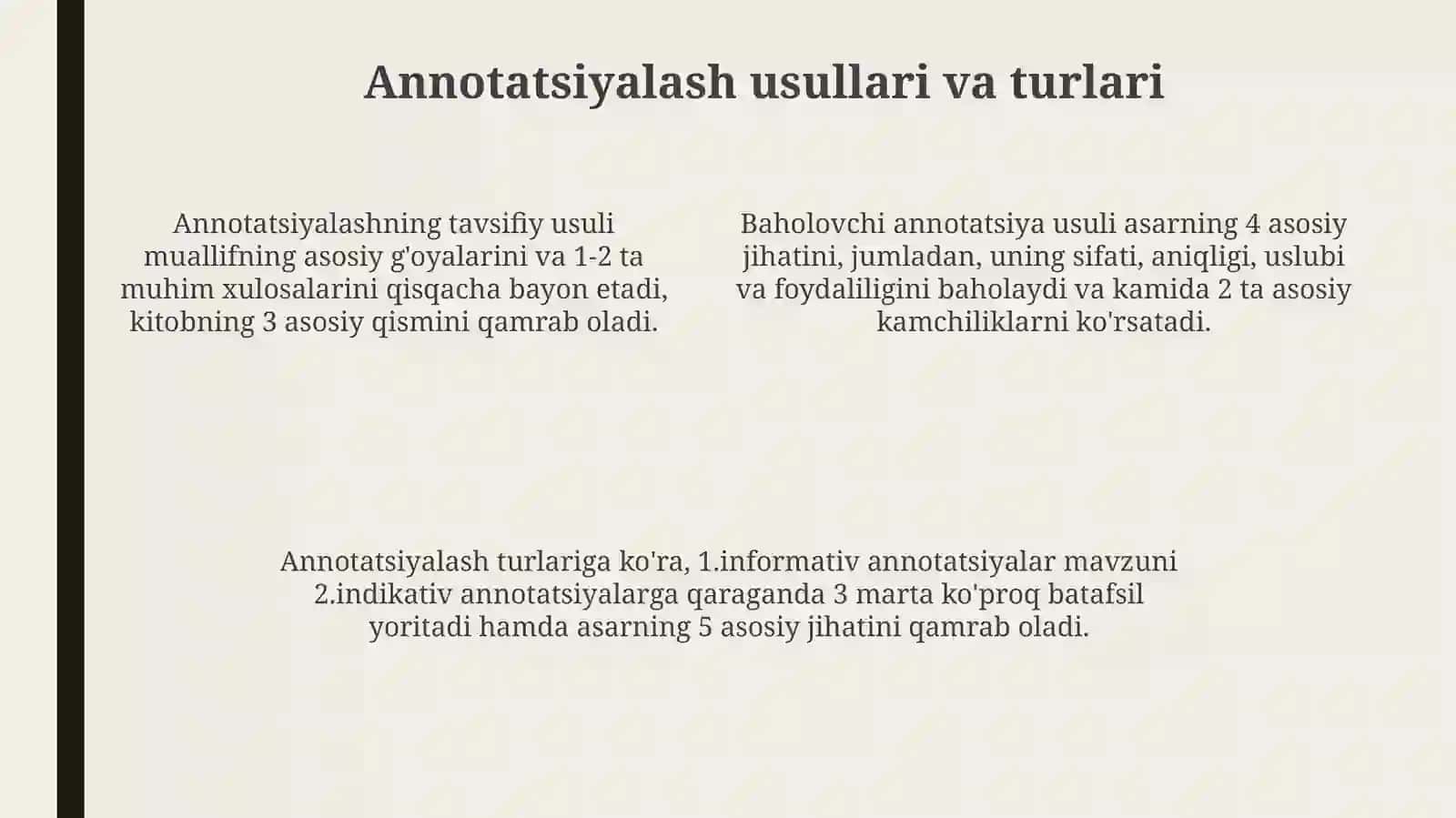 Kasbga oid adabiyotlar annotatsiyasi 4