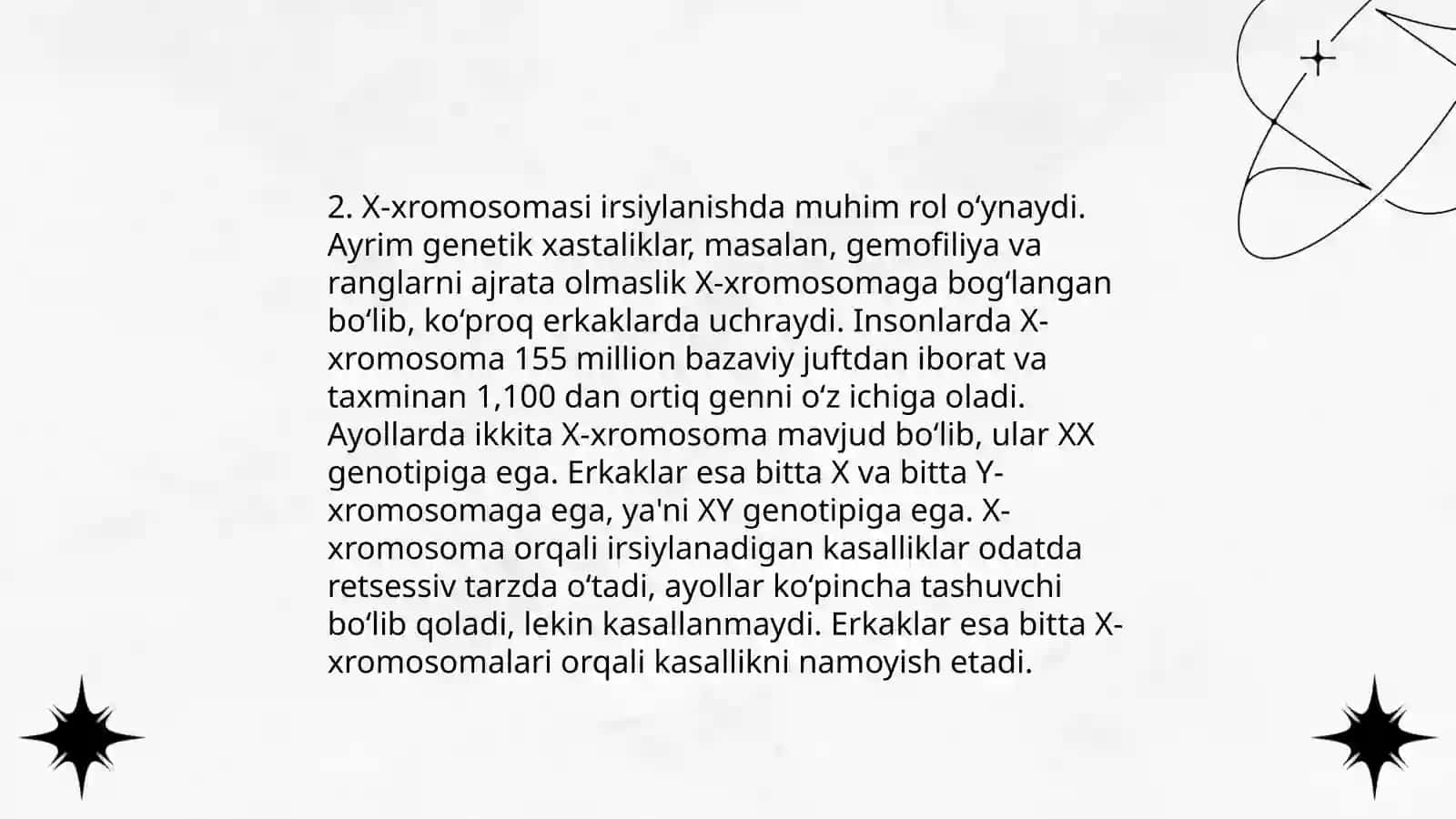Belgilar jinsiy xromosomalar bilan bog‘liqligi 4