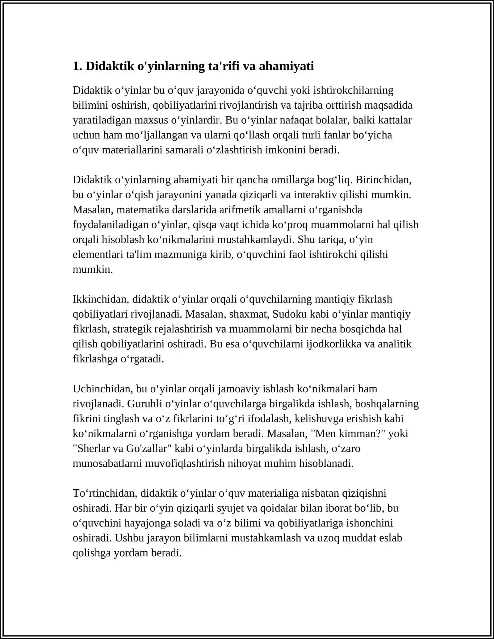 MAKTABGACHA TAʼLIMDA DIDAKTIK OʻYINLAR: TURLARI VA AMALIY QOʻLLANILISHI 4