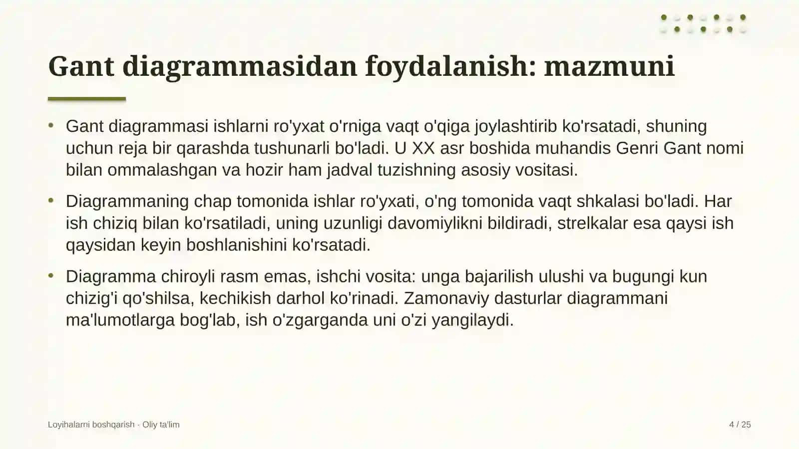 xo'jalik mollari do'konlarida gant diagrammasidan foydalanish 4891 4