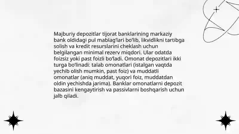 Tijorat banklarining depozit va nodepozit operatsiyalarining tavsifi 4