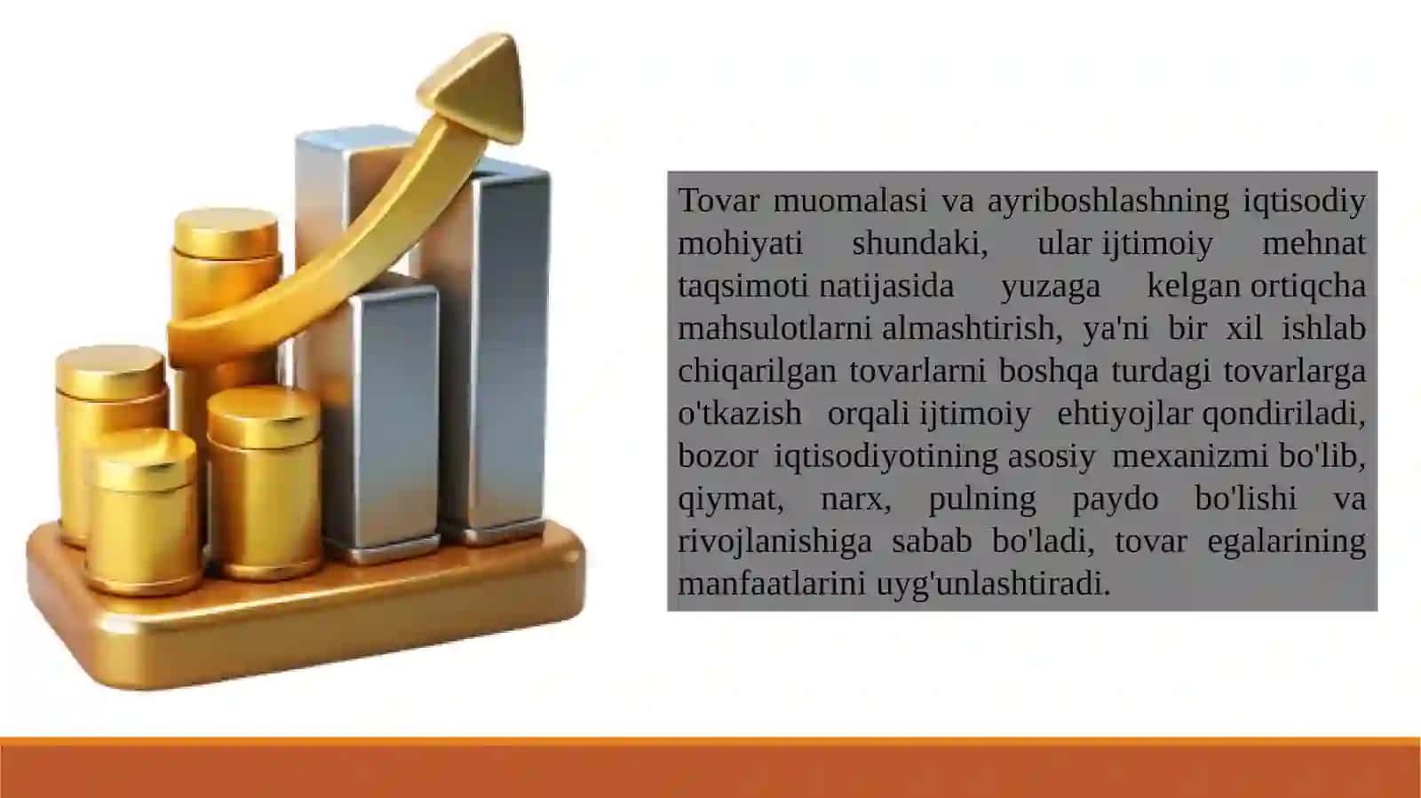 BOZOR IQTISODIYOTI SHAROITIDA TOVAR MUOMALASI VA AYRIBOSHLASH JARAYONLARINING NAZARIY ASOSLARI 4
