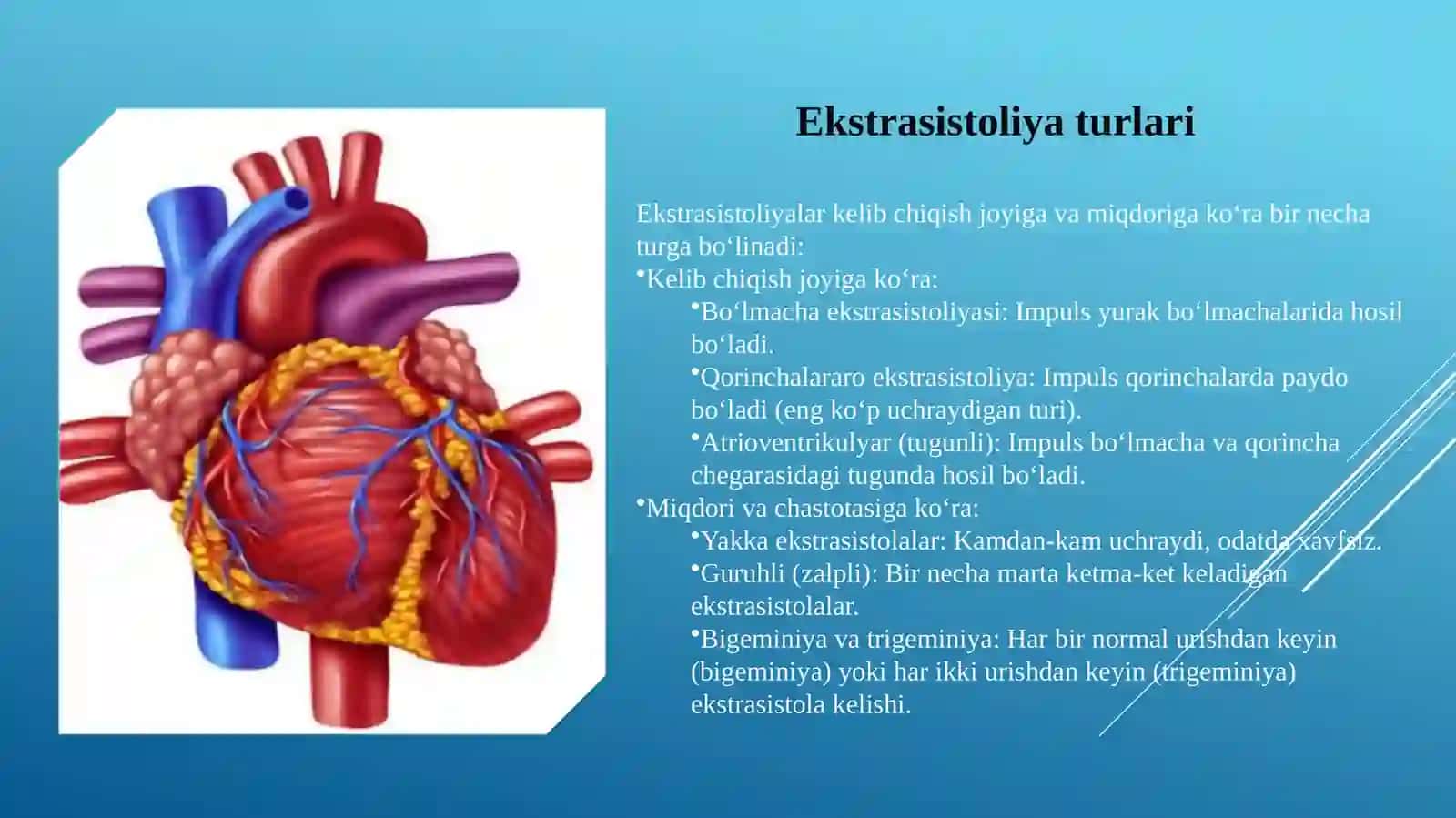 EKSTRASISTOLIYALAR. SABABLARI, OQIBATLARI, TURLARI. EKG DA O’ZGARISHLAR 4