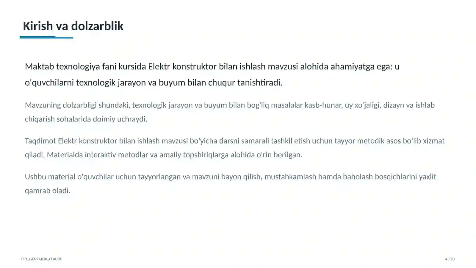 Elektr konstruktor bilan ishlash (4-sinf) 4