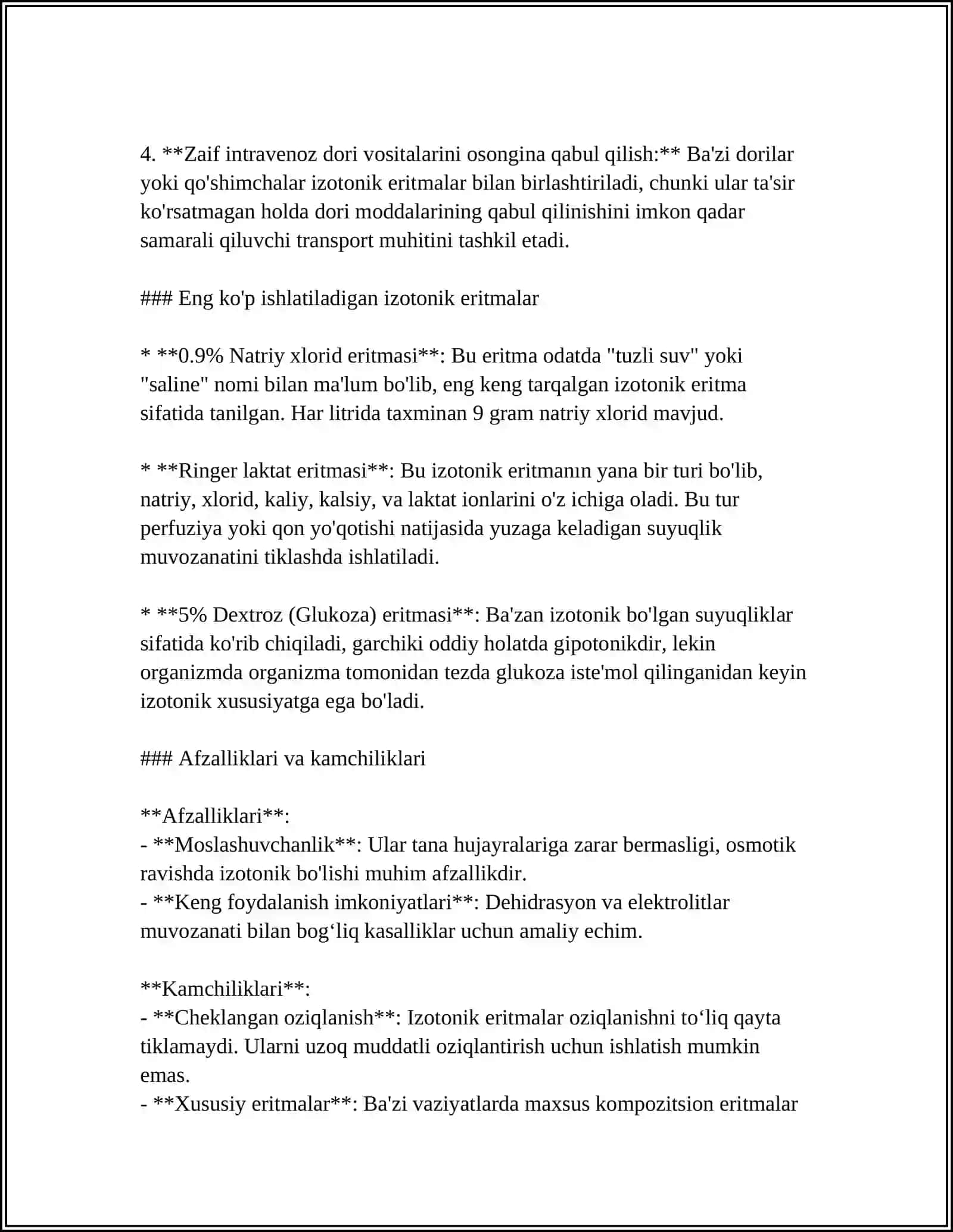 Izotonik, gipotonik va hipertonik eritmalarning tuzilishi va xususiyatlari 4