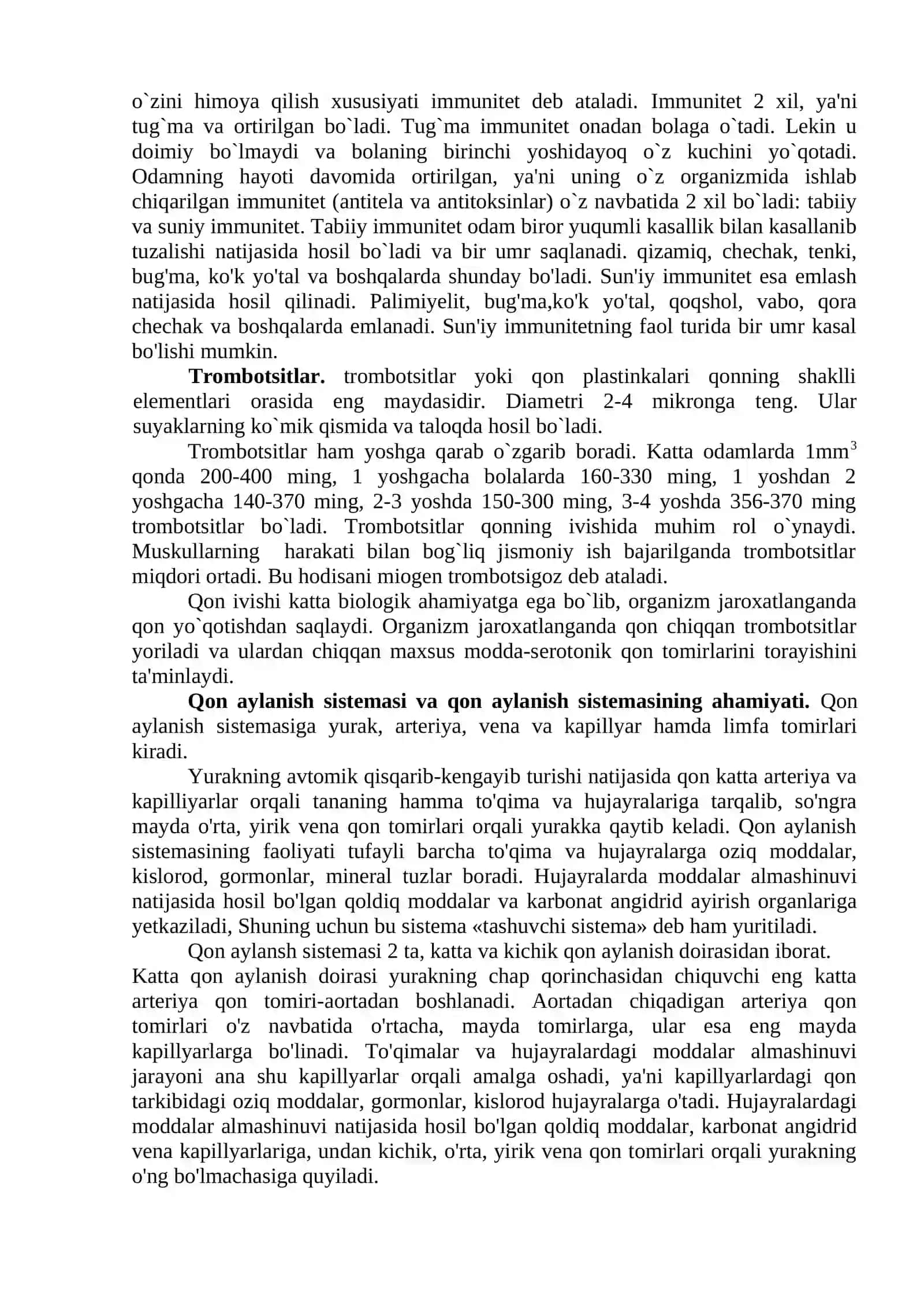 7-Ma’ruza. Qon va qon aylanish tizimining yosh xususiyatlari va gigiyenasi 4