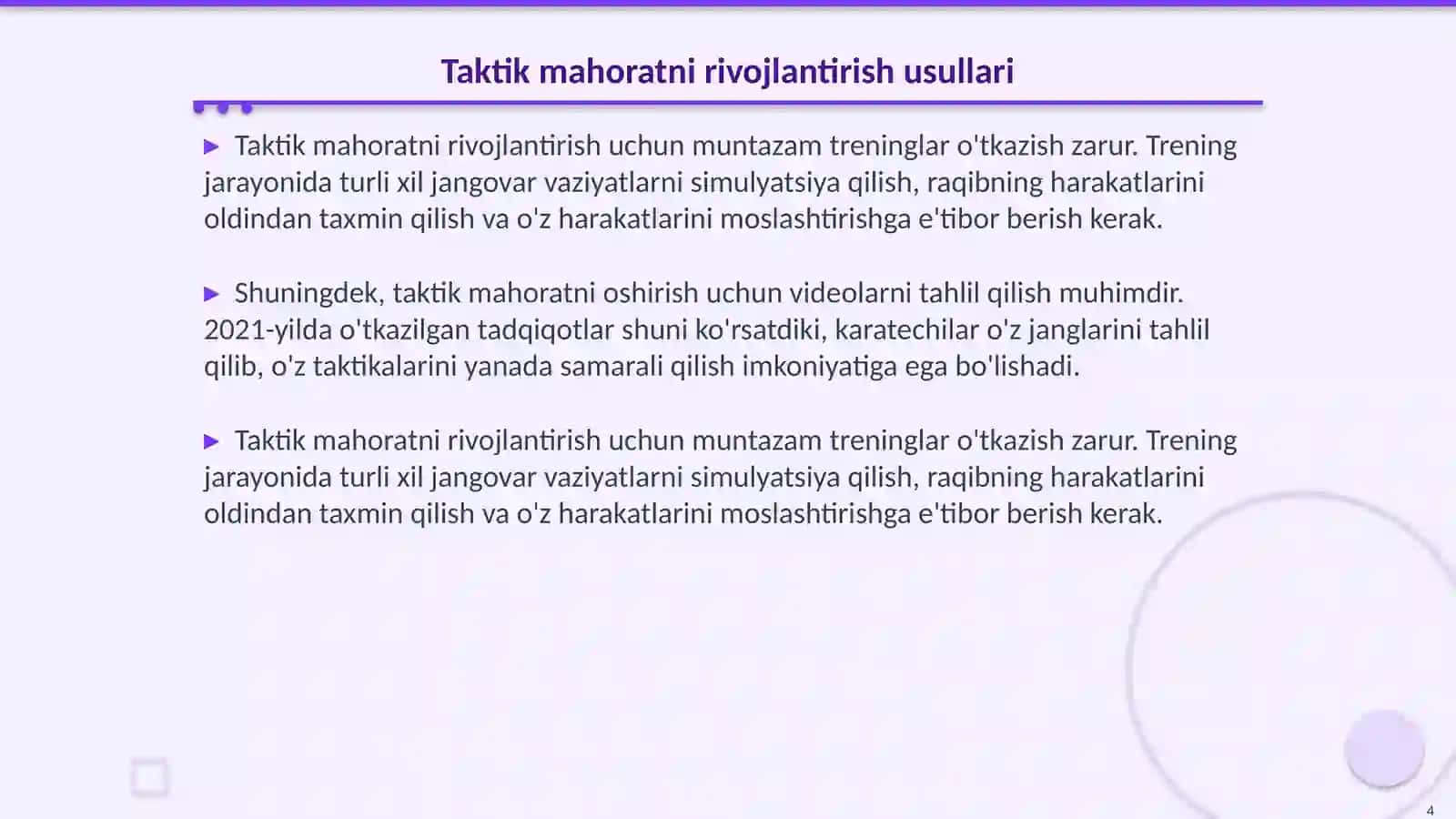Karatechining taktik mahoratini oshirish yollari 4