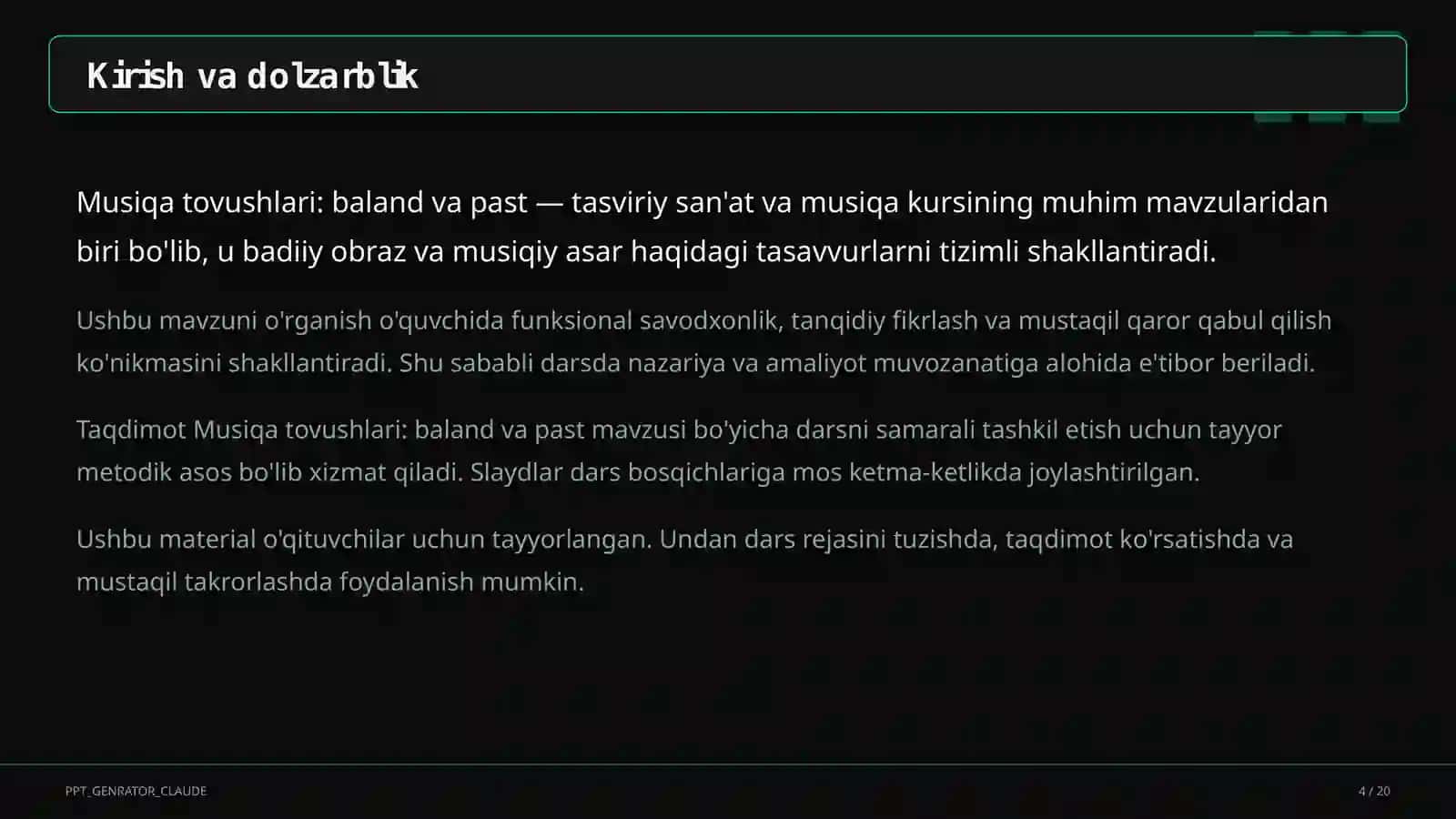 Musiqa tovushlari: baland va past (1-sinf) 4