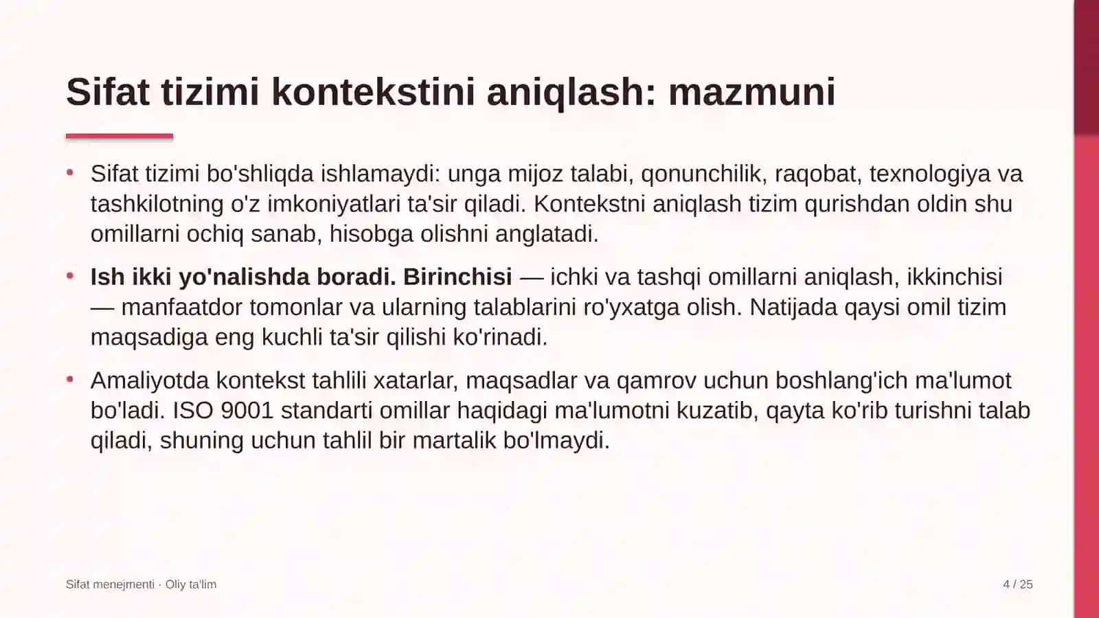Korporativ axborot tizimlarida sifat menejmenti tizimi kontekstini aniqlash 4