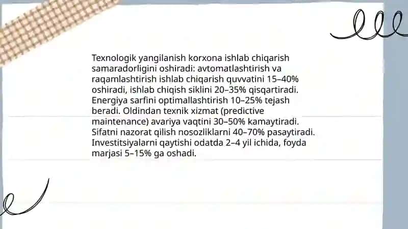 Modernizatsiyalash sharoitida korxona foydasini maksimallashtirish 4