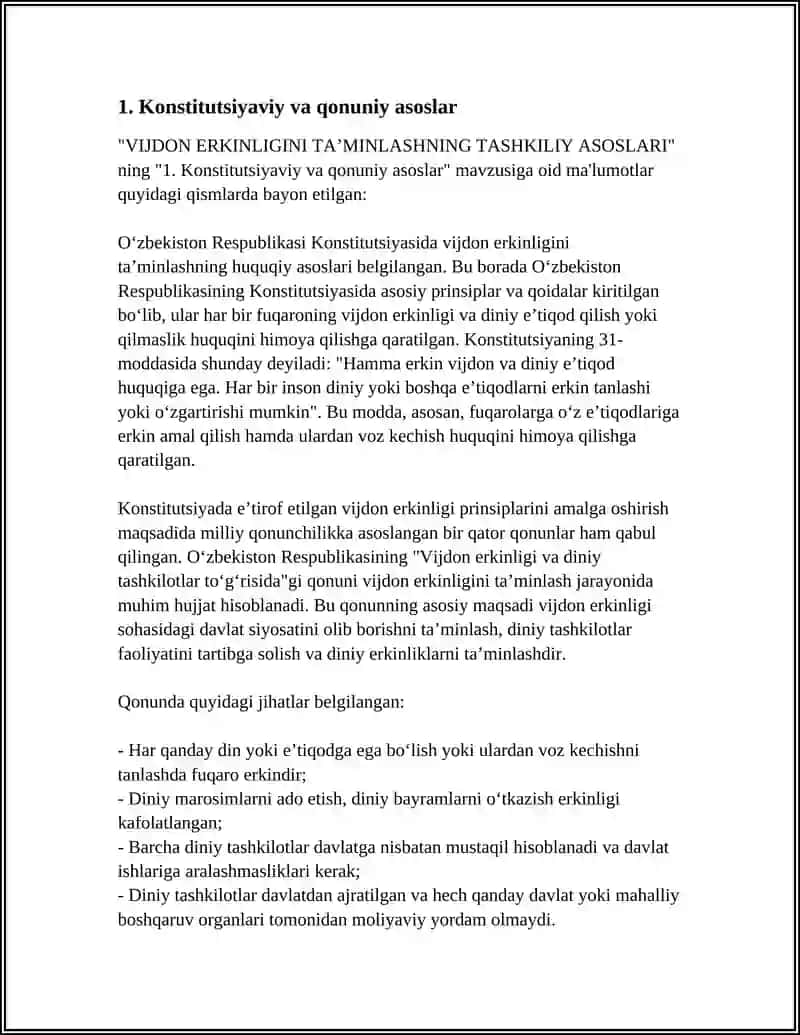 VIJDON ERKINLIGINI TA'MINLASHNING TASHKILIY ASOSLARI 4