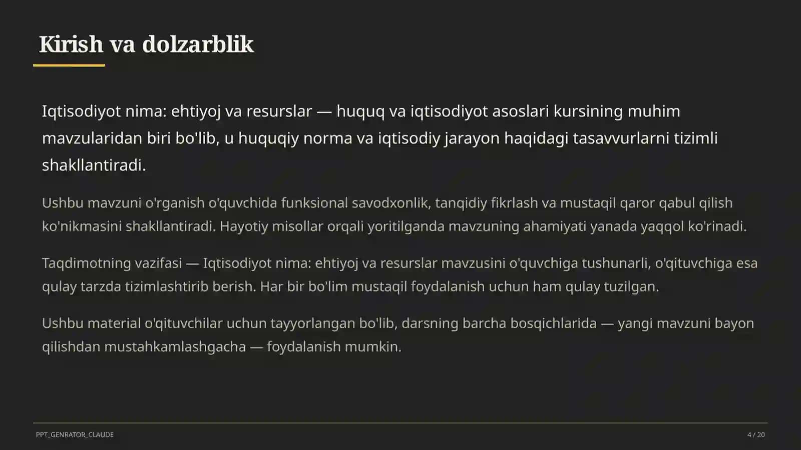 Iqtisodiyot nima: ehtiyoj va resurslar (9-sinf) 4