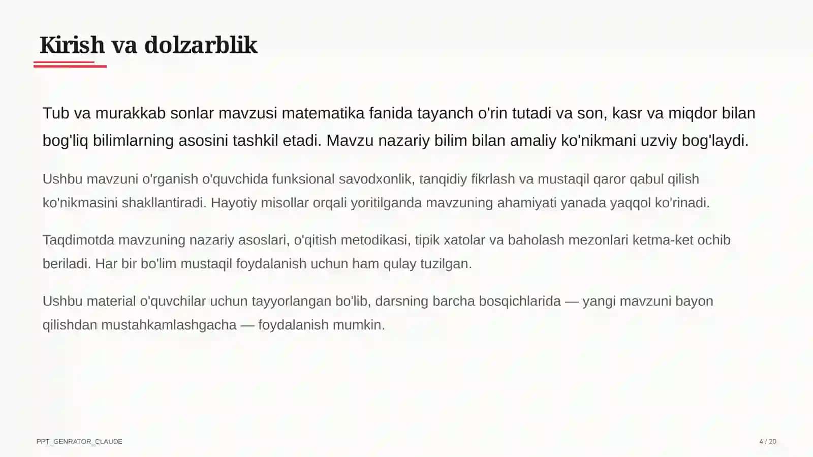 Tub va murakkab sonlar (5-sinf) 4