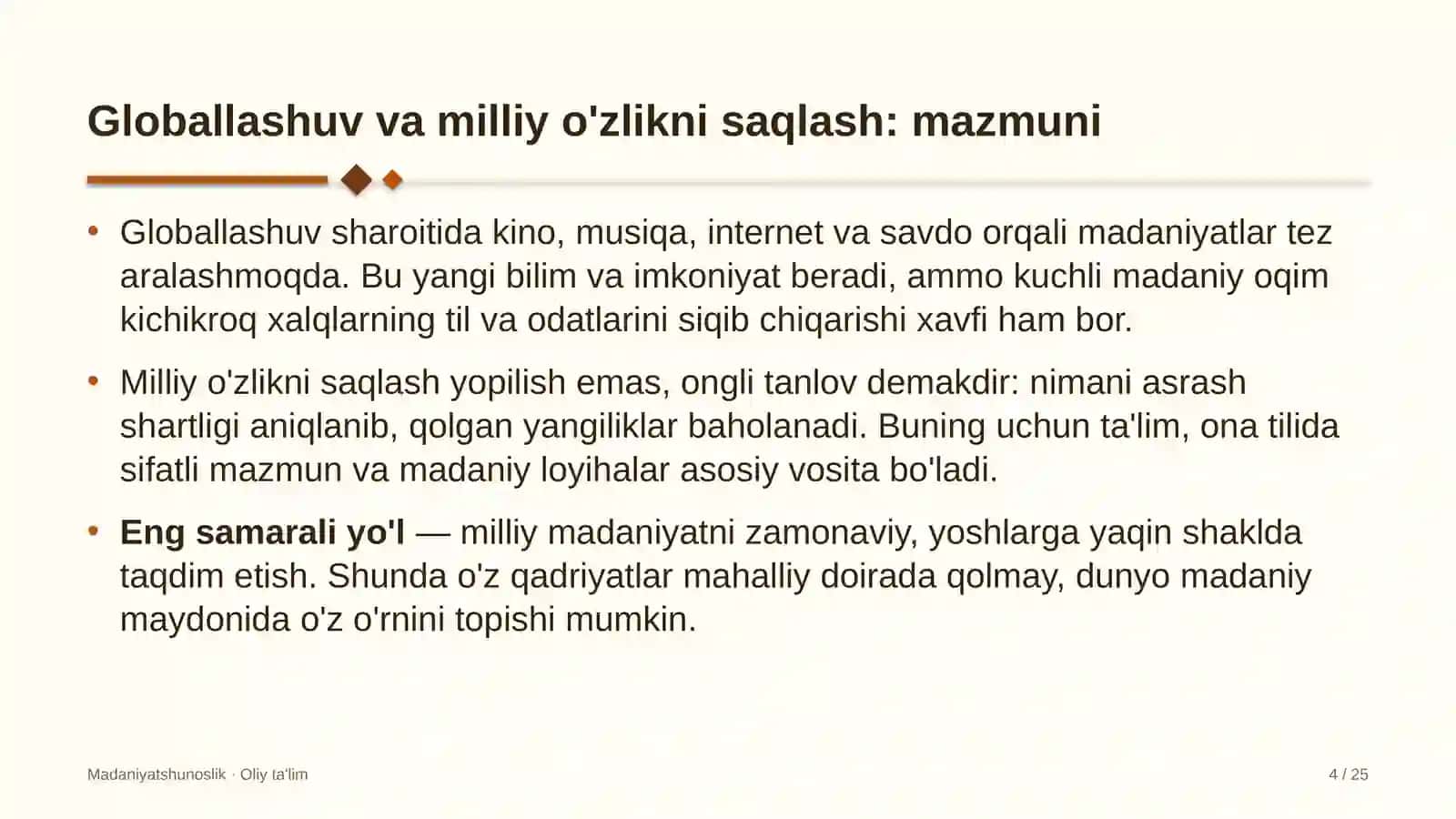 Ko'rgazma zallarida globallashuv sharoitida milliy o'zlikni saqlash 4