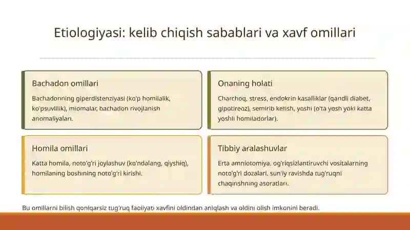 Qoniqarsiz tug'ruq faoliyatining ta'rifi va turlari 4