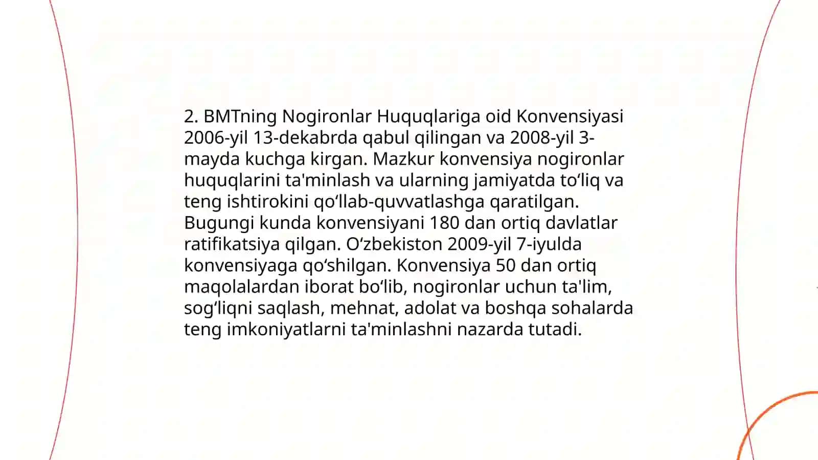 Inklyuziv ta'limning xalqaro va O'zbrkistondagi huquqiy asoslari 4