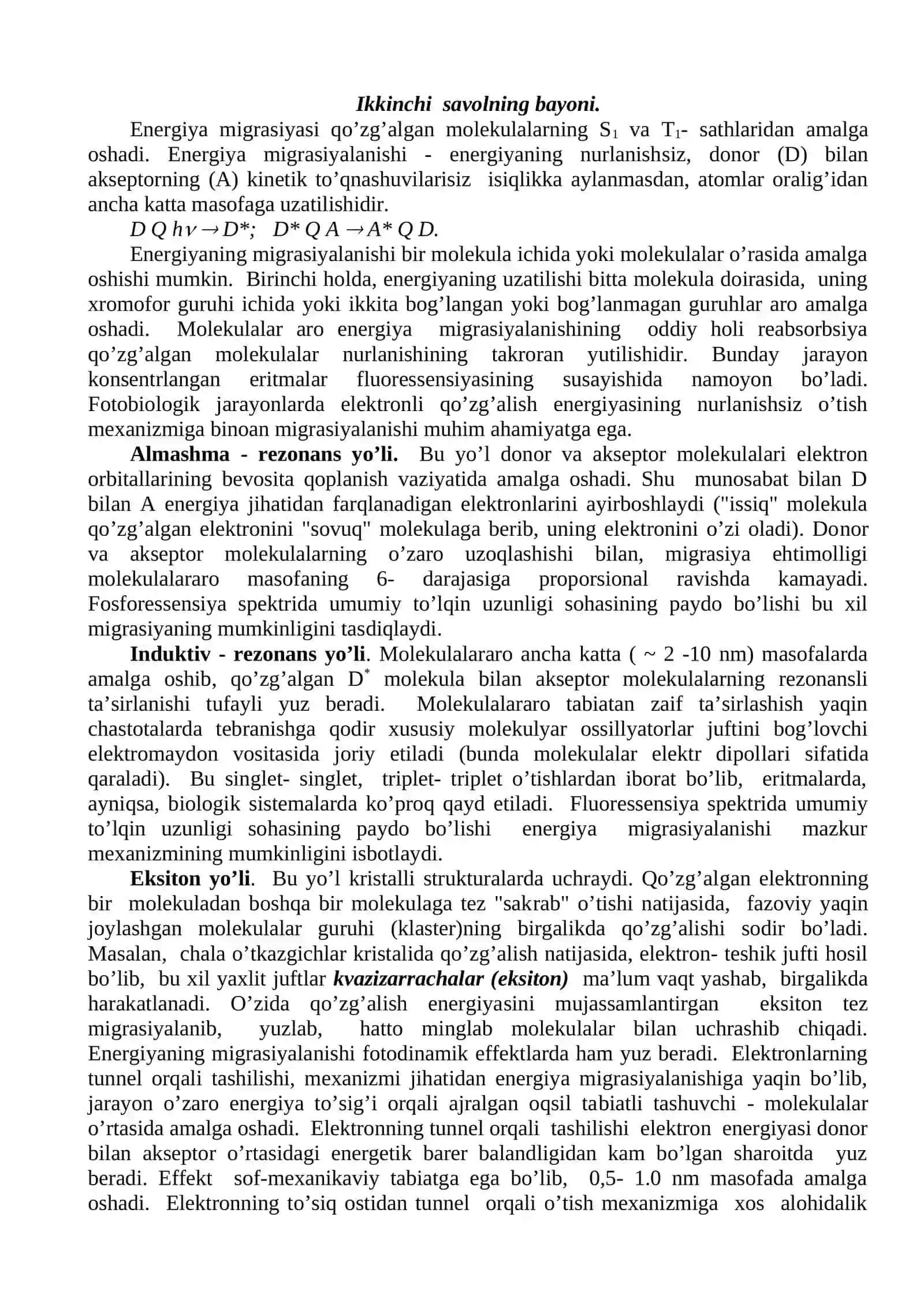 KVANT BIOFIZIKASI ELEMENTLARI 4