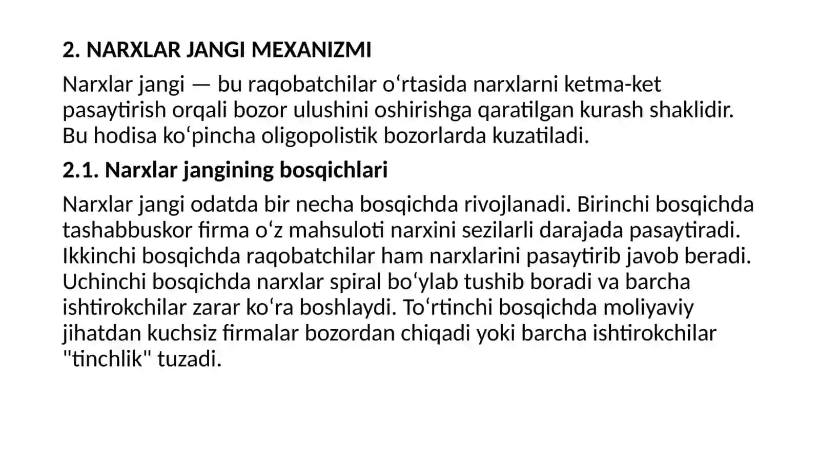 Raqobatning raqobatbardoshligi tahlili 4
