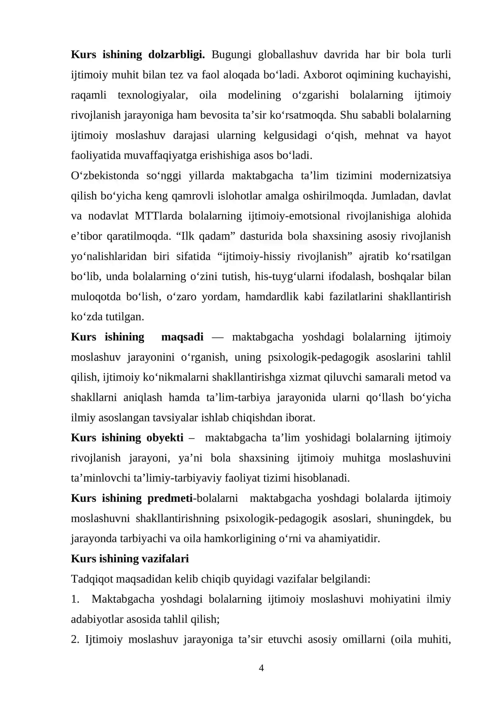 KURS ISHI "Maktabgacha yoshdagi bolalar ijtimoyilashuvi" 4