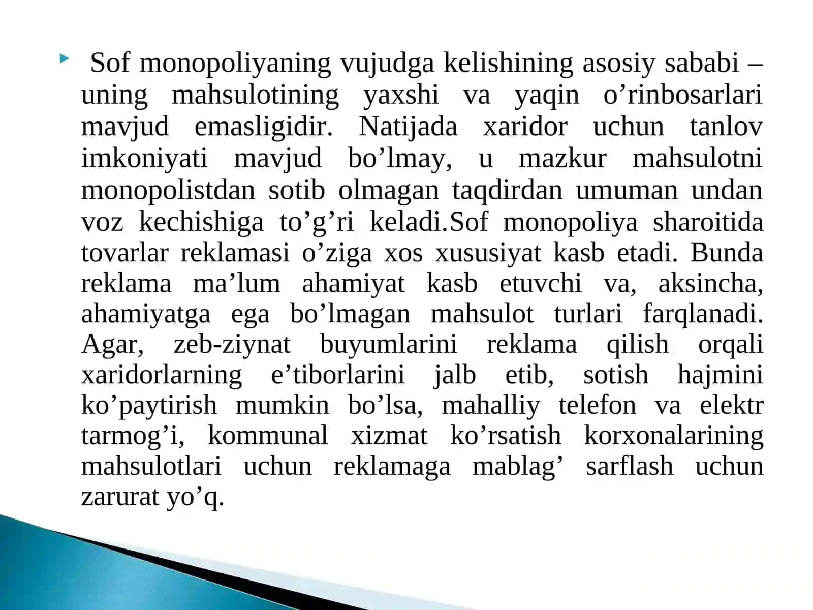 Reja: Monopol hukmronlik tog’risida tushuncha 4