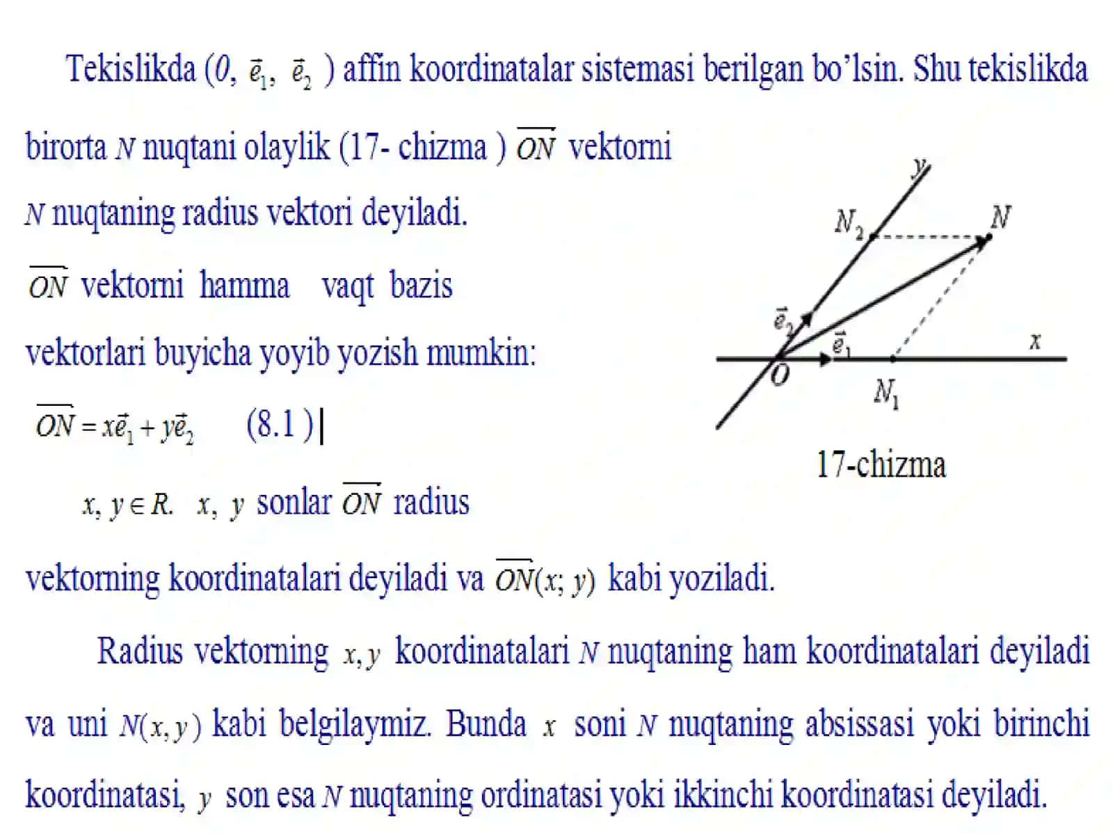 Tekislikdagi affin koordinatalar sistemas 4