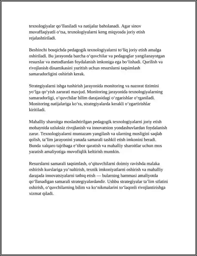 Mahalliy sharoitga moslashtirilgan pedagogik texnologiyalarni joriy etish strategiyalari 4